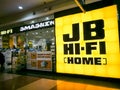 The storefront of JB Hi-Fi is a publicly listed Australian retailer that sells and specialises in consumer goods.