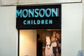 Storefront of the Monsoon Children fashion store which sells clothing for kids