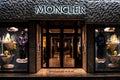Storefront, shopping window and logo of the brand Moncler