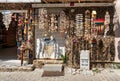 Storefront of souvenir store, with handmade crafts made of sea shells, Anadolu Kavagi district, Istanbul, Turkey