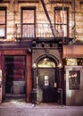 Storefronts from old New York City building exterior Royalty Free Stock Photo