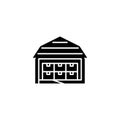 Storehouse black icon concept. Storehouse flat vector symbol, sign, illustration.