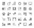Stores, one-color flat icons, shading, vector Royalty Free Stock Photo