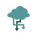 Storing files in cloud icon, flat style