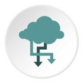 Storing files in cloud icon, flat style