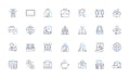 Storing line icons collection. Inventory, Organize, Repurpose, Preserve, Contain, Stockpile, Secure vector and linear