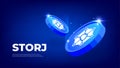 STORJ coin cryptocurrency concept banner background