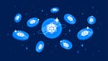 STORJ coins falling from the sky. STORJ cryptocurrency concept banner background