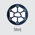 Storj Cryptocurrency Coin. Vector Symbol of STORJ.
