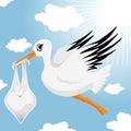 Stork with baby boy Royalty Free Stock Photo