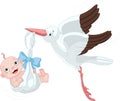 Stork And Baby Boy Royalty Free Stock Photo