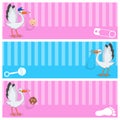 Stork with Baby Boy & Girl Banners Set