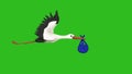 Stork with baby boy looped animation removable background