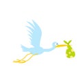 Stork baby flat icon