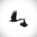 Stork and Baby Illustration