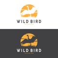 Stork Bird Logo, Heron, Grass, And River Design, Vector Simple Template illustration Royalty Free Stock Photo