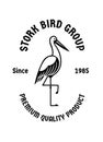 Stork bird standing vintage logo badge