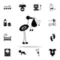 the stork brings the child icon. Baby icons universal set for web and mobile Royalty Free Stock Photo