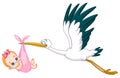 Stork and baby girl Royalty Free Stock Photo
