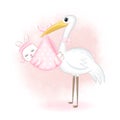 Stork carrying baby Rabbit, newborn concept Royalty Free Stock Photo