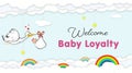Stork Carrying Baby. Welcome Baby shower party banner for newborn baby loyalty