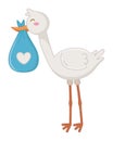 Stork carrying a bag with heart vector illustration