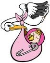 Stork Delivering Baby Girl