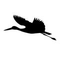 Stork in flight ,vector illustration , silhouette Royalty Free Stock Photo