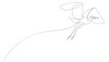 Stork flying in the sky continuous line drawing. Heron bird in flight one line art. Minimalist black linear sketch