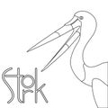 Stork head vector illustration coloring draw profile Royalty Free Stock Photo