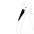 Stork head vector illustration lining draw front Royalty Free Stock Photo