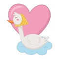 Stork with heart vector illustration