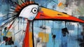 The Stork Hei Hei Moana (pixar) In Abstract Art Basquiat, Picasso Style