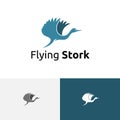 Stork Heron Egret Hern Flying Wings Bird Nature Animal Logo