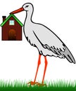 A stork with a house Royalty Free Stock Photo