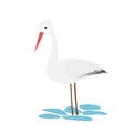 Stork icon in cartoon style isolated on white background.