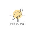 Stork linier logo design illustration icon