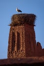 Stork on the old kasbah tower, Morocco. Royalty Free Stock Photo
