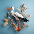 Polygon Design Stork Paper Craft For Wall Decoration Royalty Free Stock Photo