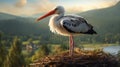 Photo Realistic Stork Nest: Vray Tracing And Rural Life Depictions