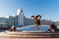 Stork - a symbol of Belarus on the main square of the country, M