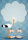 Stork with twin boys