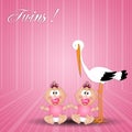Stork with twin girls Royalty Free Stock Photo