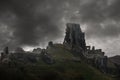 Storm above castle ruins Royalty Free Stock Photo