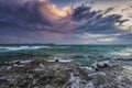 A storm approaching with dark clouds over rough sea Royalty Free Stock Photo