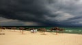 Storm approaching over a tropical beach