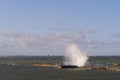 Storm at baltic sea. big waves over berth Royalty Free Stock Photo