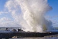 Storm at baltic sea. big waves over berth Royalty Free Stock Photo