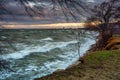 Storm on the Baltic Sea at sunset, Gdansk. Poland Royalty Free Stock Photo