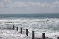 Storm on the beach on a cloudy day, minimalism, Alanya, Turkey, April 2023.